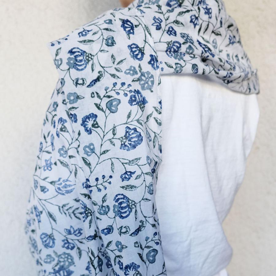 シサム工房・サシャ　手織りオーガニックコットンガーデンストール（ライム　ブルー）（フェアトレード商品） | シサム工房 | 04