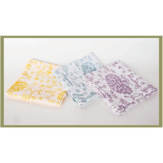 シサム工房・サシャ　ブロックプリントトリノニワハンカチ（イエロー　ライトブルー　パープル）（フェアトレード商品） | シサム工房 | 03