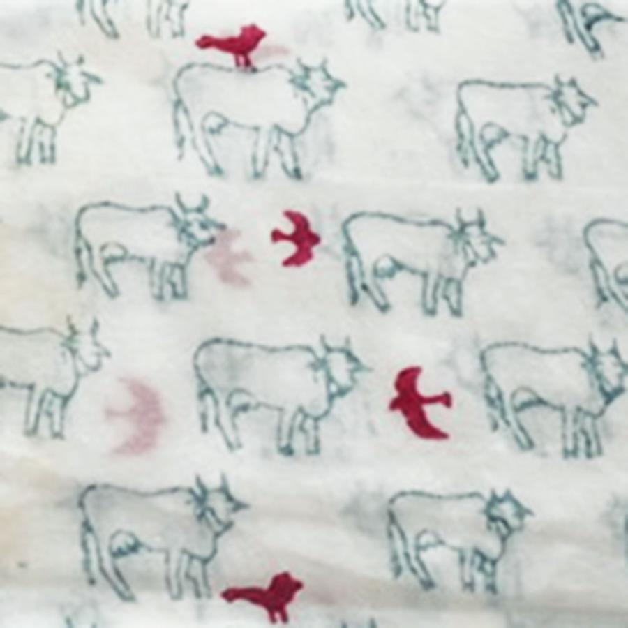 シサム工房・サシャ　ブロックプリントウシトトリ巾着（ピンク　イエロー　ターコイズ　ダークブラウン）（フェアトレード商品） | シサム工房 | 02