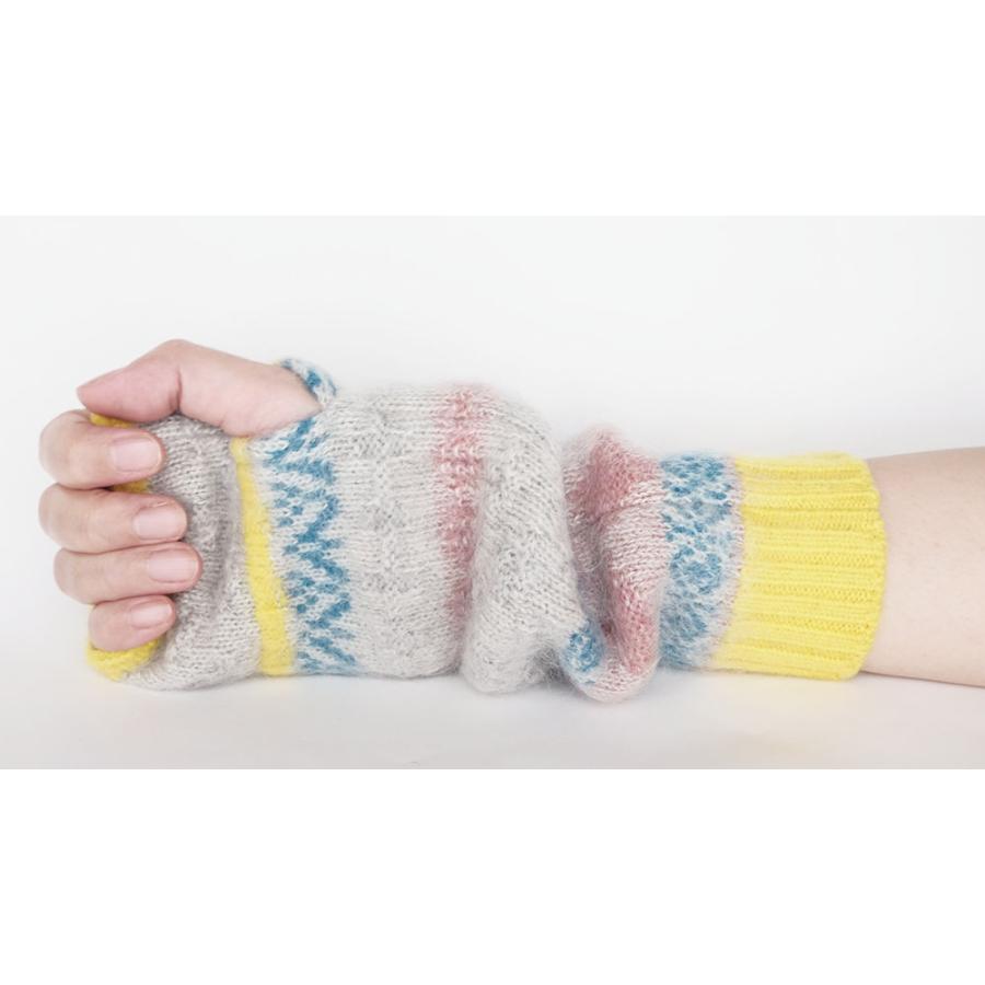 【SALE 再値下げ】Ｍ．＆ＫＹＯＫＯ　秋冬ウールモヘヤカラフルボーダアームウォーマー＜メーカー希望小売価格14300円＞ ふんわりふわふわのフィンガーレス手袋 | M.&KYOKO | 01