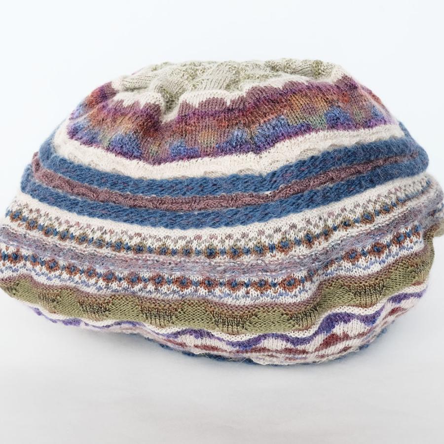 Ｍ．＆ＫＹＯＫＯ　秋冬ハーベストジャガードニットベレー帽  (ベージュ　ネイビー） | M.&KYOKO | 01