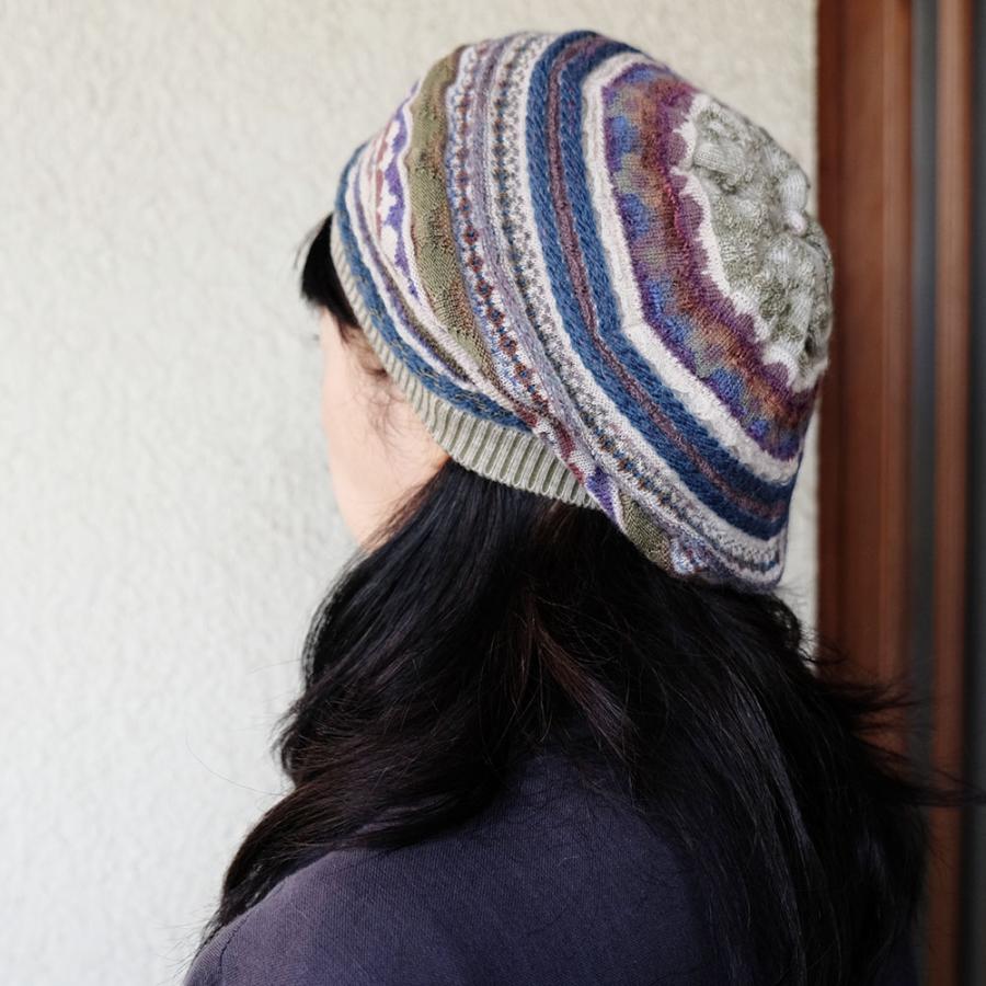 Ｍ．＆ＫＹＯＫＯ　秋冬ハーベストジャガードニットベレー帽  (ベージュ　ネイビー） | M.&KYOKO | 03