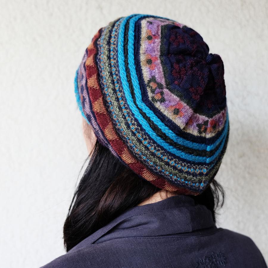 Ｍ．＆ＫＹＯＫＯ　秋冬ハーベストジャガードニットベレー帽  (ベージュ　ネイビー） | M.&KYOKO | 04