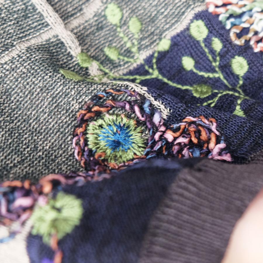 Ｍ．＆ＫＹＯＫＯ　窓辺の花刺繍帽春夏ニット帽（ベージュ　ブラック）　小ぶりのワッチタイプ | M.&KYOKO | 05