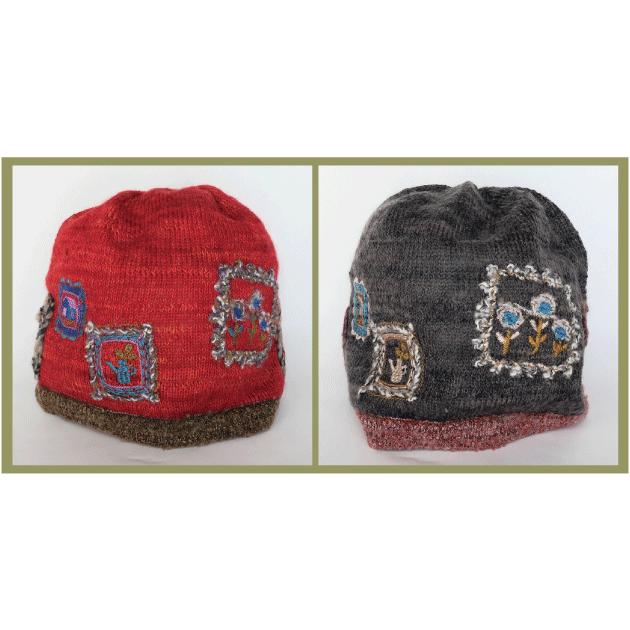 Ｍ．＆ＫＹＯＫＯ　モヘヤアルパカ刺繍ニット帽（レッド　チャコールグレー）刺繍がポイントのワッチタイプ | M.&KYOKO | 06