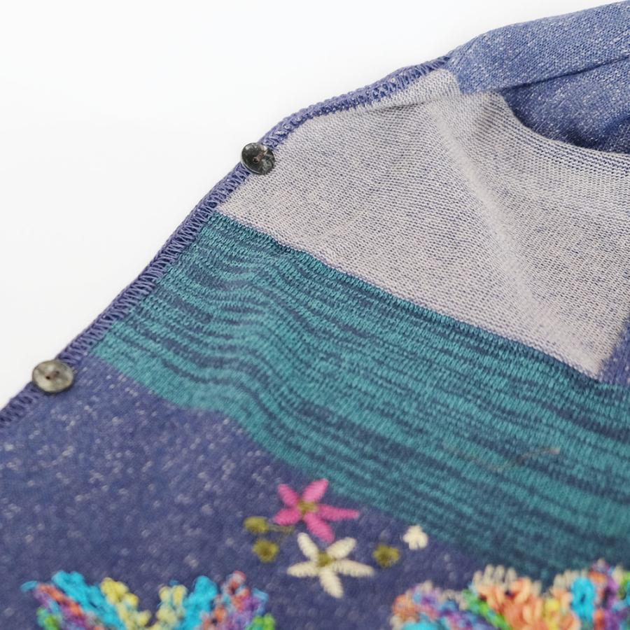 【SALE】Ｍ．＆ＫＹＯＫＯ　ブロックリンクス春夏さらさらボタン付きストール （ブラック　ブルー）＜メーカー希望小売価格27500円＞ | M.&KYOKO | 06