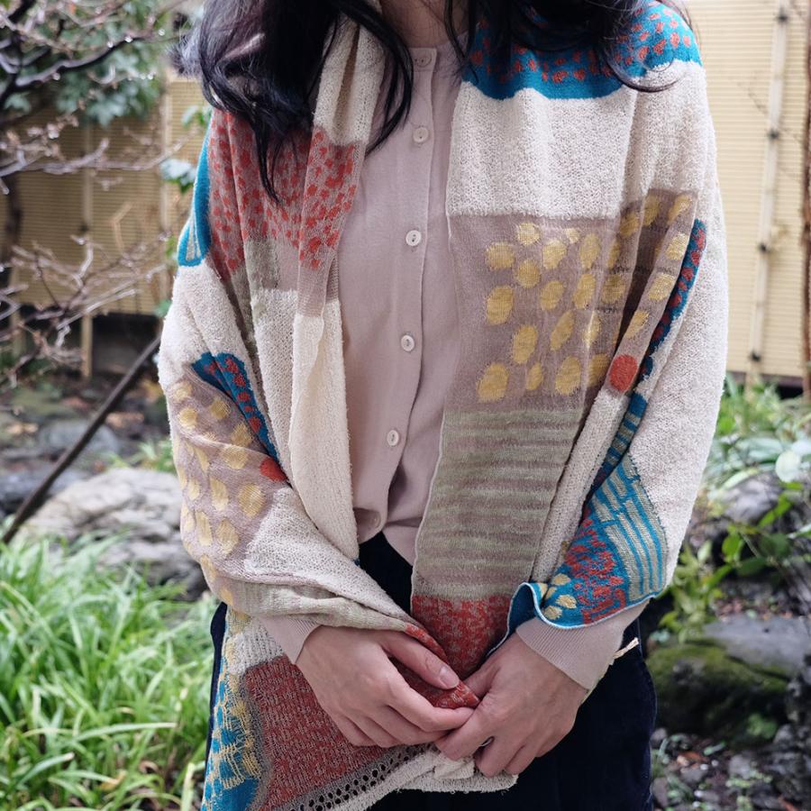 【SALE】Ｍ．＆ＫＹＯＫＯ　うららの風景柄シアーニットショール （ブラック　ホワイト）＜メーカー希望小売価格24200円＞ | M.&KYOKO | 04