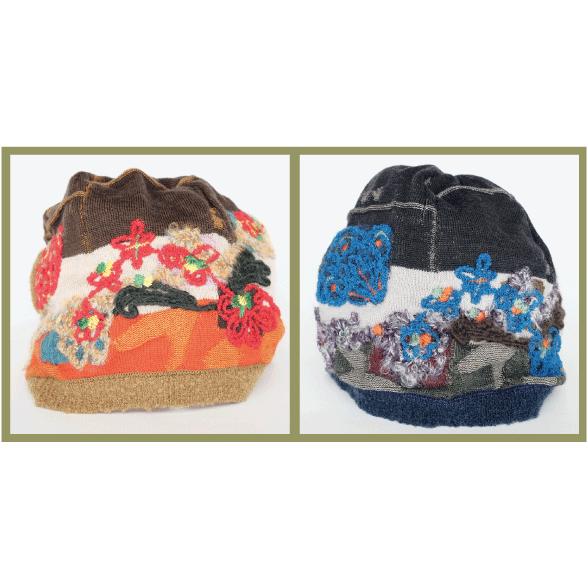 Ｍ．＆ＫＹＯＫＯ　フラワーベース刺繍ニット帽 （ブラウンオレンジ　チャコールブルー） | M.&KYOKO | 06