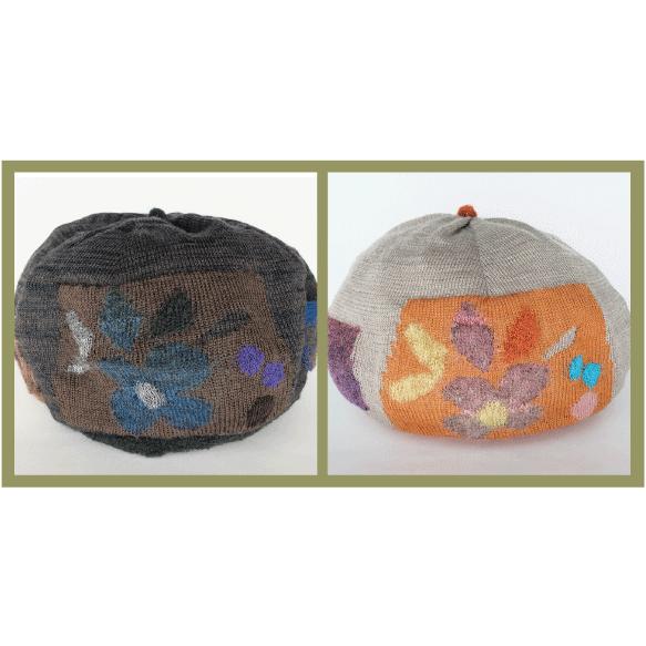 Ｍ．＆ＫＹＯＫＯ　秋冬アートフラワーニットベレー帽   (チャコール　ベージュ） 薄手のスッキリスタイルのニットベレー帽！ | M.&KYOKO | 06