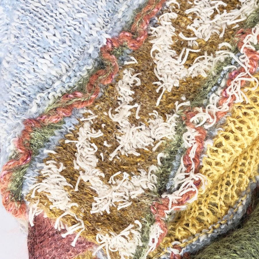 Ｍ．＆ＫＹＯＫＯ　ファンシーボーダー円形ショール （ブラック　イエロー）ふんわり軽やかな大判スヌード | M.&KYOKO | 05