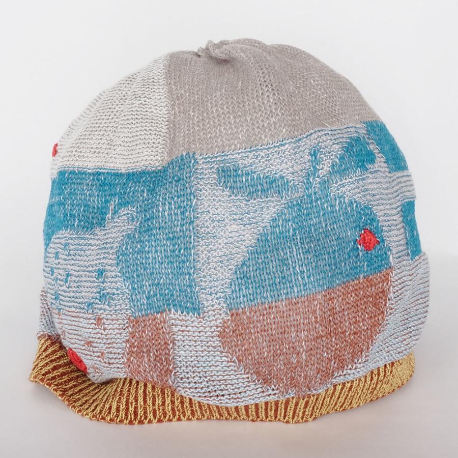 Ｍ．＆ＫＹＯＫＯ　フルーツ柄春夏ニット帽（イエロー×ライトブルー　カーキ×ピンク）小ぶりのワッチタイプ | M.&KYOKO | 01