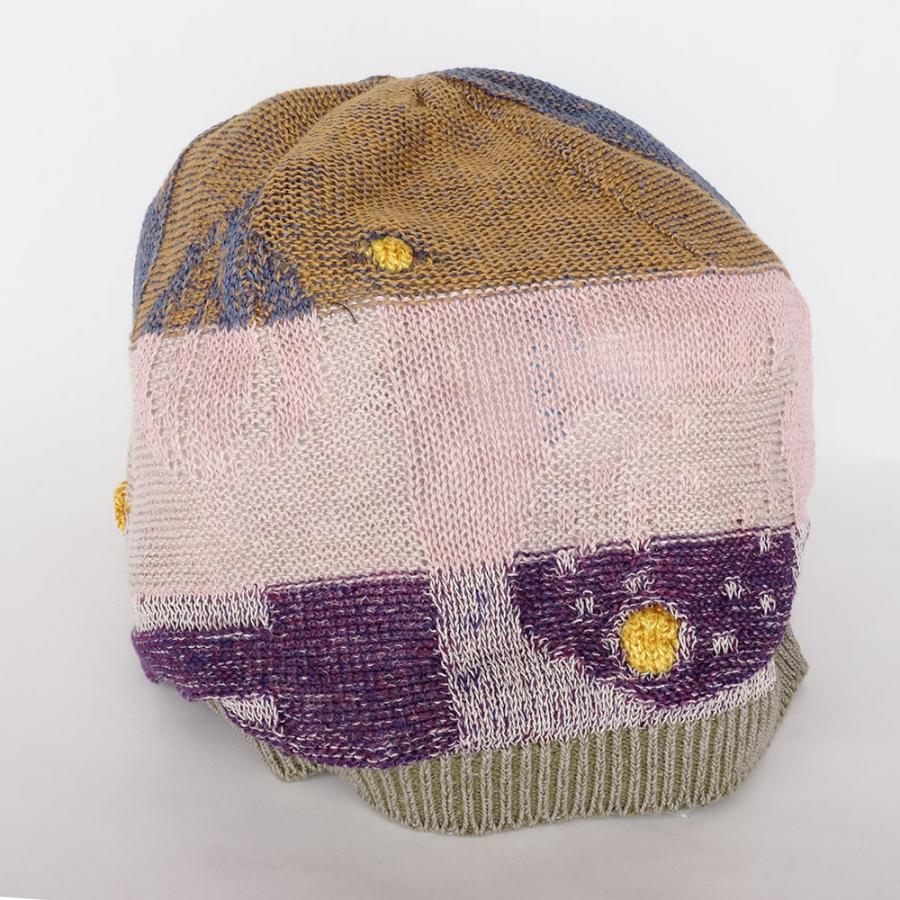 Ｍ．＆ＫＹＯＫＯ　フルーツ柄春夏ニット帽（イエロー×ライトブルー　カーキ×ピンク）小ぶりのワッチタイプ | M.&KYOKO | 02