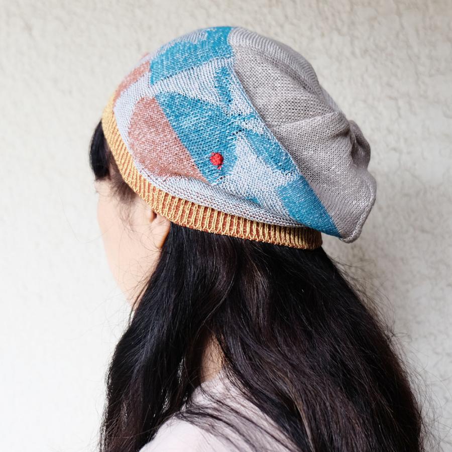 Ｍ．＆ＫＹＯＫＯ　フルーツ柄春夏ニット帽（イエロー×ライトブルー　カーキ×ピンク）小ぶりのワッチタイプ | M.&KYOKO | 03