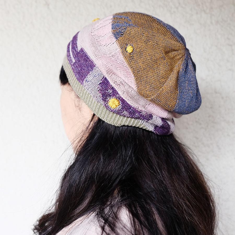 Ｍ．＆ＫＹＯＫＯ　フルーツ柄春夏ニット帽（イエロー×ライトブルー　カーキ×ピンク）小ぶりのワッチタイプ | M.&KYOKO | 04