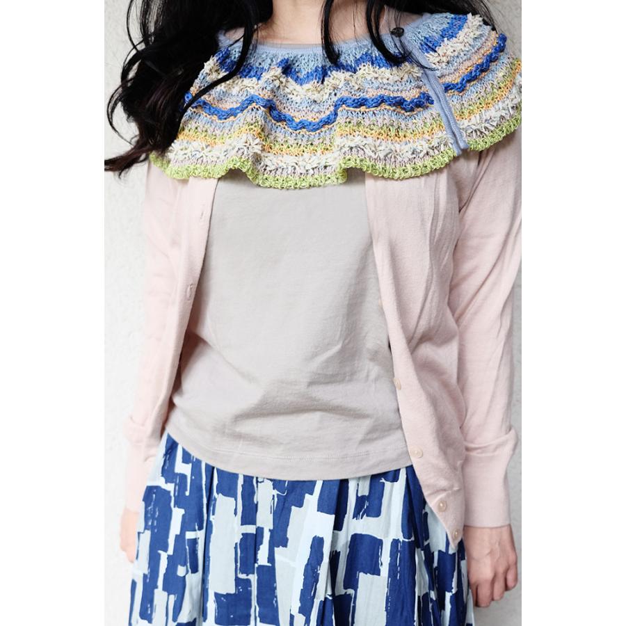 Ｍ．＆ＫＹＯＫＯ　ウェーブレースニットカラー(ベージュ　ブルー）サラサラの肌触り！ | M.&KYOKO | 04