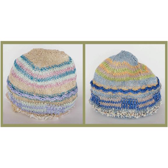 Ｍ．＆ＫＹＯＫＯ　カラフルウェーブレース春夏ニット帽 （ベージュ　ブルー）小ぶりのワッチタイプ | M.&KYOKO | 06