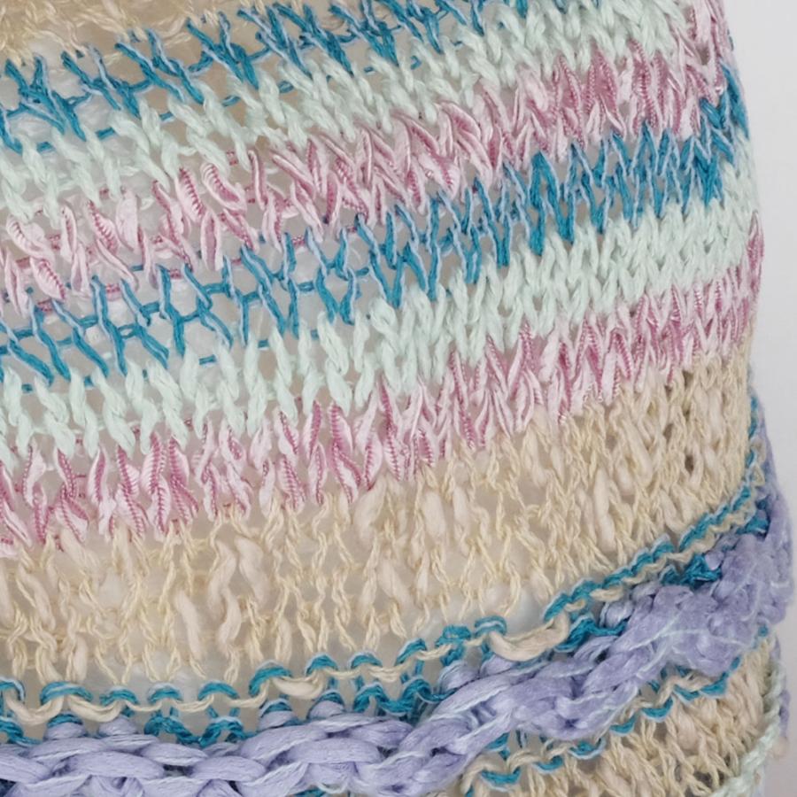 Ｍ．＆ＫＹＯＫＯ　カラフルウェーブレース春夏ニット帽 （ベージュ　ブルー）小ぶりのワッチタイプ | M.&KYOKO | 05