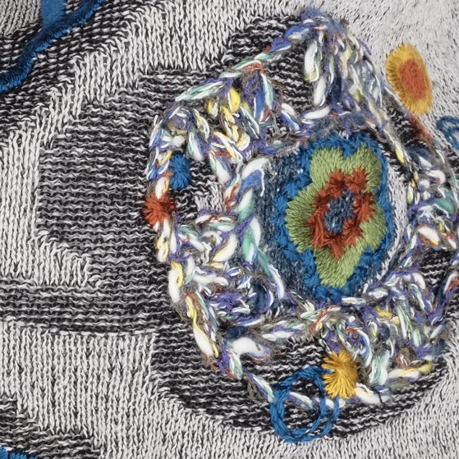 Ｍ．＆ＫＹＯＫＯ　バルーンフラワー春夏刺繍ニット帽（グレー　ライトグリーン）　小ぶりのワッチタイプ | M.&KYOKO | 05