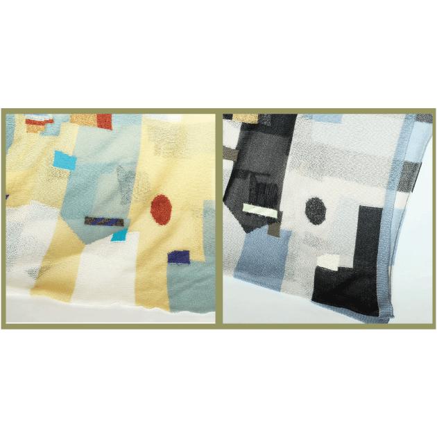 Ｍ．＆ＫＹＯＫＯかけらモザイクましかくショール （グリーン　ブラック）サラサラ素材のスクエア型のストール | M.&KYOKO | 06