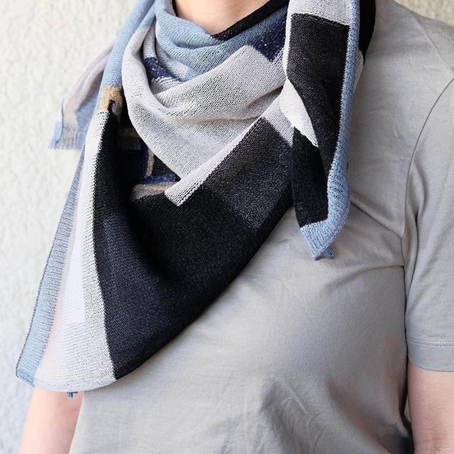 Ｍ．＆ＫＹＯＫＯかけらモザイクましかくショール （グリーン　ブラック）サラサラ素材のスクエア型のストール | M.&KYOKO | 04