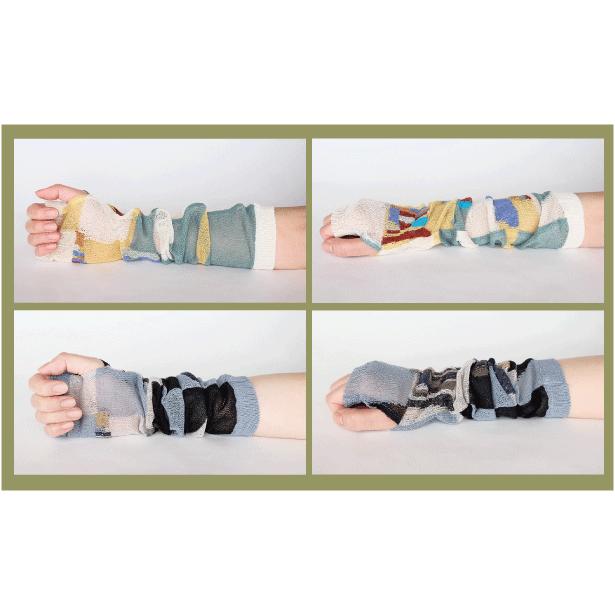 Ｍ．＆ＫＹＯＫＯ　かけらモザイクロングアームカバー（グリーン　ブラック）薄手の春夏用アームカバー！ | M.&KYOKO | 05