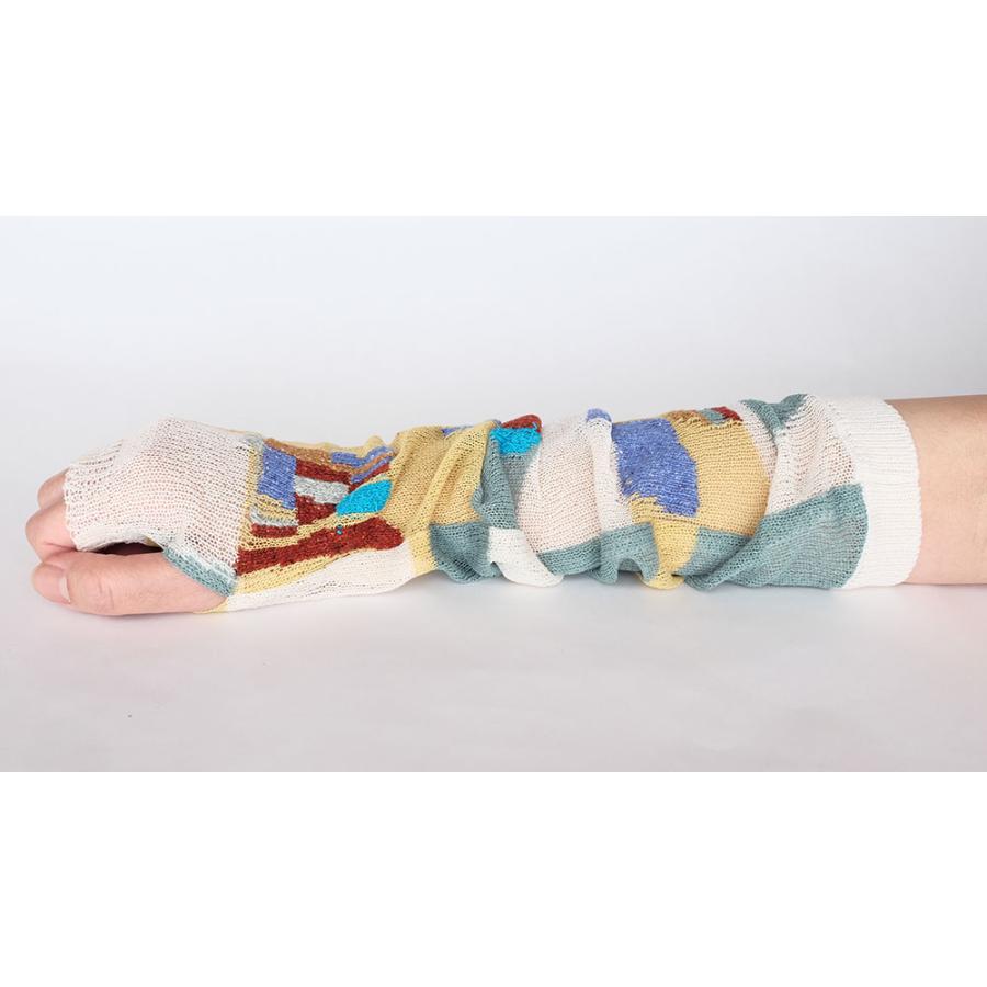 Ｍ．＆ＫＹＯＫＯ　かけらモザイクロングアームカバー（グリーン　ブラック）薄手の春夏用アームカバー！ | M.&KYOKO | 02