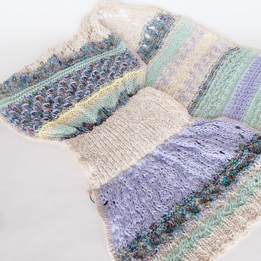 Ｍ．＆ＫＹＯＫＯ　ファンシーブロックキャンディー春夏マフラー （ブルー　ベージュ）サラサラの肌触り！ | M.&KYOKO | 02