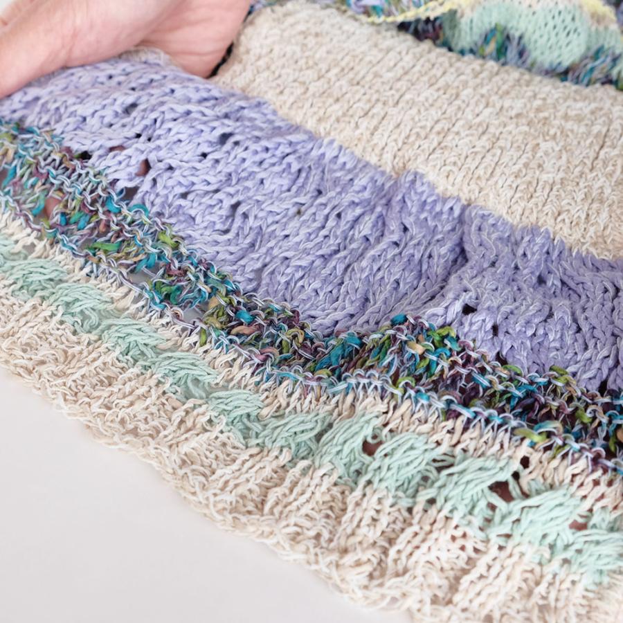 Ｍ．＆ＫＹＯＫＯ　ファンシーブロックキャンディー春夏マフラー （ブルー　ベージュ）サラサラの肌触り！ | M.&KYOKO | 05