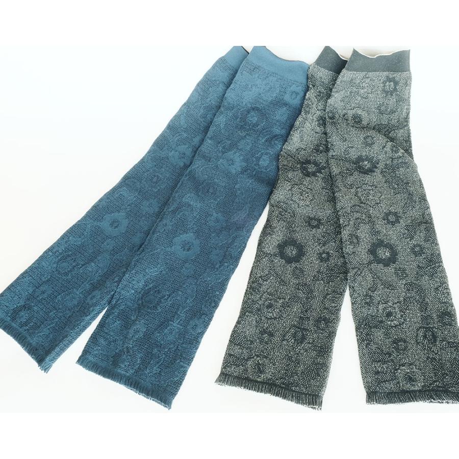 Ｍ．＆ＫＹＯＫＯ　リバーシブル春夏ニットレースアーム・レッグカバー （ダークブルー　ライトグレー）大人気スーパーストレッチ素材！！ | M.&KYOKO | 01