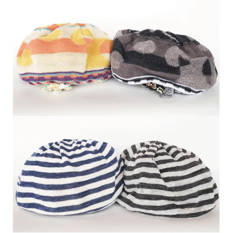 Ｍ．＆ＫＹＯＫＯ　リバーシブルニットベレー帽（オレンジ　ブラック）　コットンベースのさらふわ素材 | M.&KYOKO