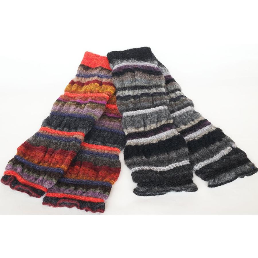 Ｍ．＆ＫＹＯＫＯ　カラフルアームウォーマー（オレンジ　ブラック）薄手なのにふんわりあったか！！ | M.&KYOKO