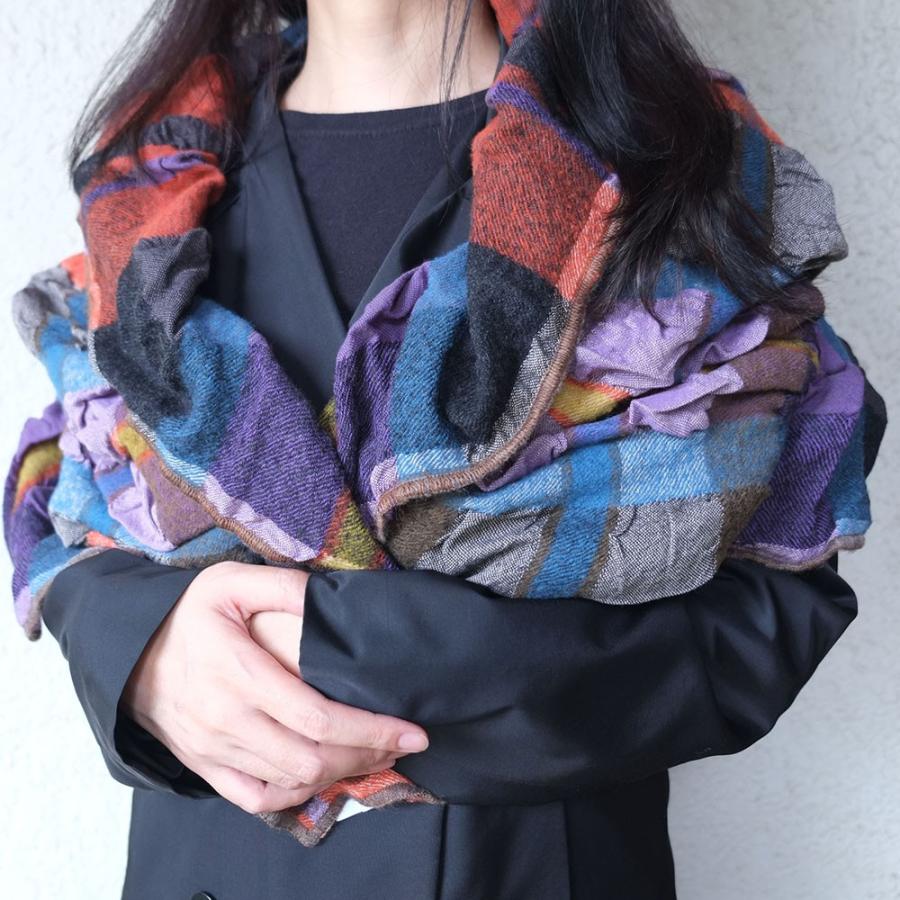 【SALE 再値下げ】Ｍ．＆ＫＹＯＫＯ　コットン・ウールチェックギャザーストール＜メーカー希望小売価格22000円＞ | M.&KYOKO | 04