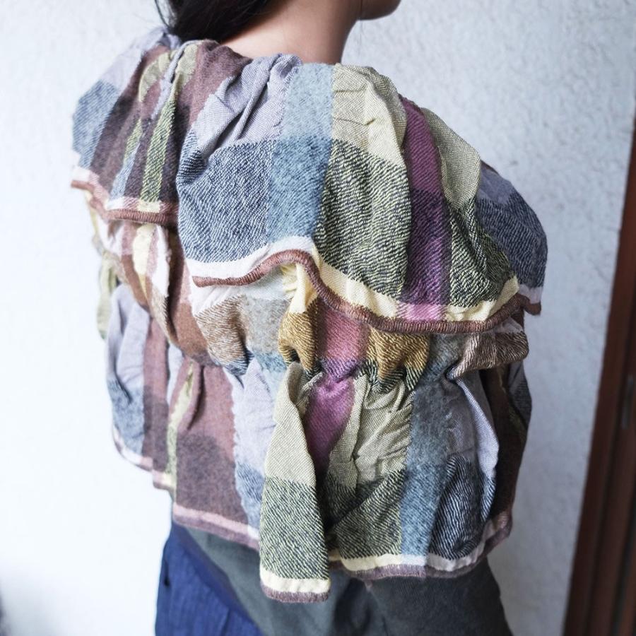 【SALE 再値下げ】Ｍ．＆ＫＹＯＫＯ　コットン・ウールチェックギャザーストール＜メーカー希望小売価格22000円＞ | M.&KYOKO | 05