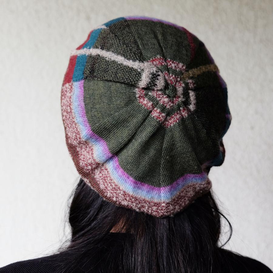 Ｍ．＆ＫＹＯＫＯ　秋冬カラフルチェックベレー帽  (カーキ　ブルー） チェック柄のニットベレー帽！ | M.&KYOKO | 03