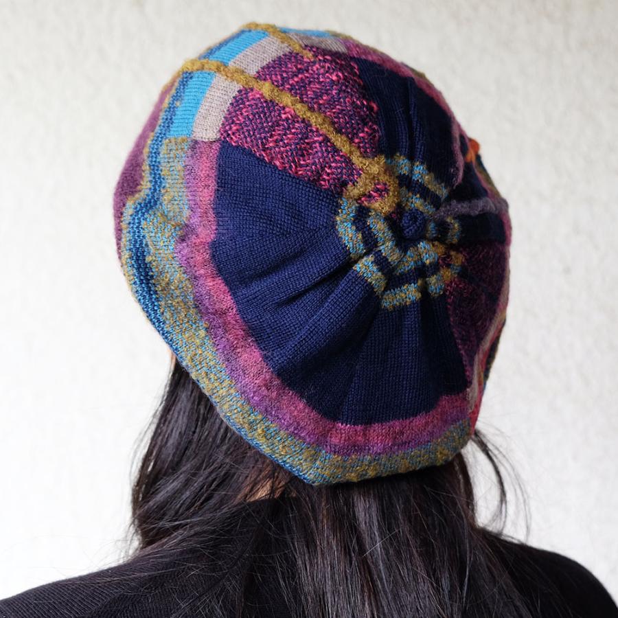 Ｍ．＆ＫＹＯＫＯ　秋冬カラフルチェックベレー帽  (カーキ　ブルー） チェック柄のニットベレー帽！ | M.&KYOKO | 04