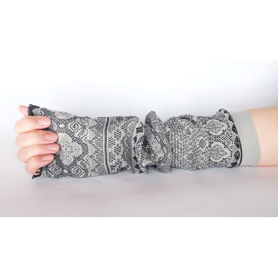 Ｍ．＆ＫＹＯＫＯ　リバーシブルラッセル春夏アームカバー （ブラック　パープル）大人気スーパーストレッチ素材！！ | M.&KYOKO | 02