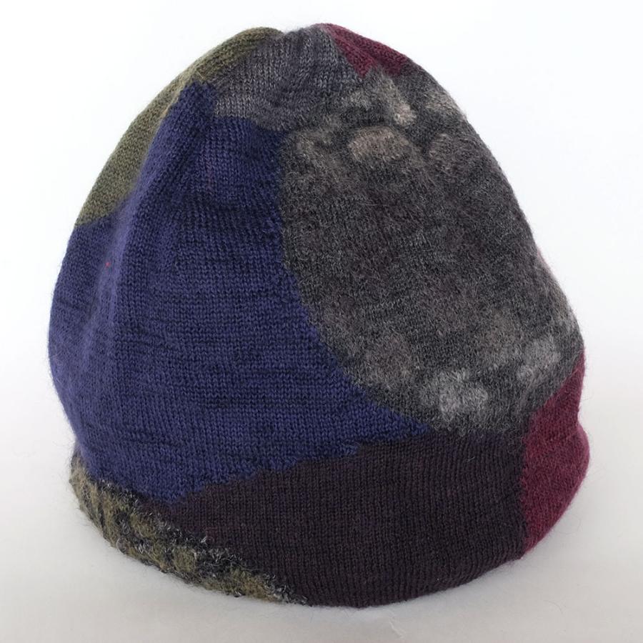 Ｍ．＆ＫＹＯＫＯ　丸柄インターシャリバーシブルニット帽（ブラック　ブラウン）　小ぶりのワッチタイプ | M.&KYOKO | 02