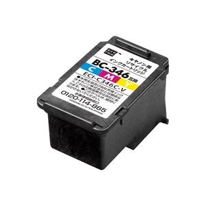 キャノンリサイクルインク エコリカ製 BC-345（ブラック×3個）＋BC-346