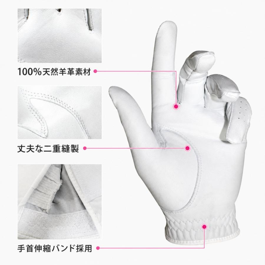 ゴルフグローブ レディース 両手 天然皮革 羊革 本革 グリップ