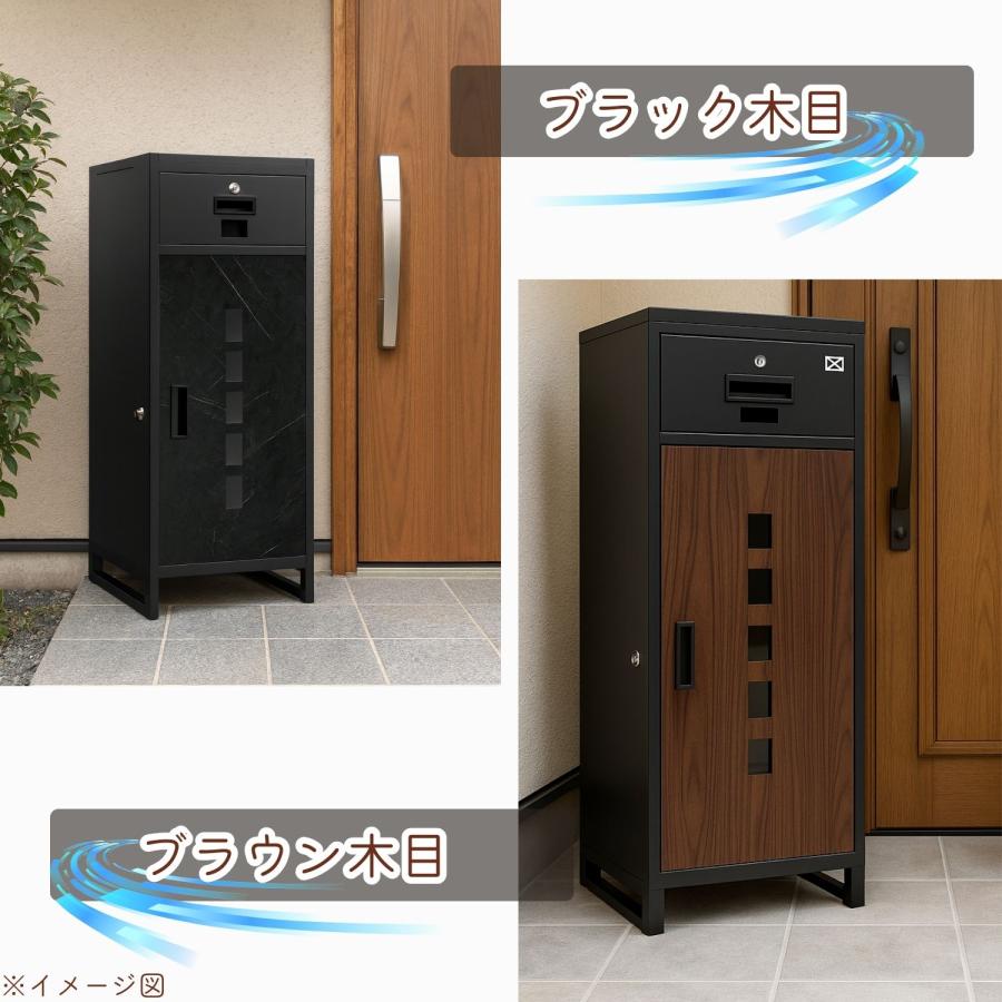 宅配ボックス 【12カラー/複数投函/ポスト一体型/135L大容量/ 両開扉