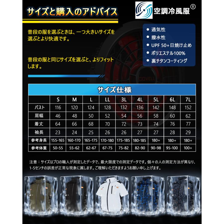 COVELL 空調冷風服 2025年新 32V|ファン付き作業服【フード付き