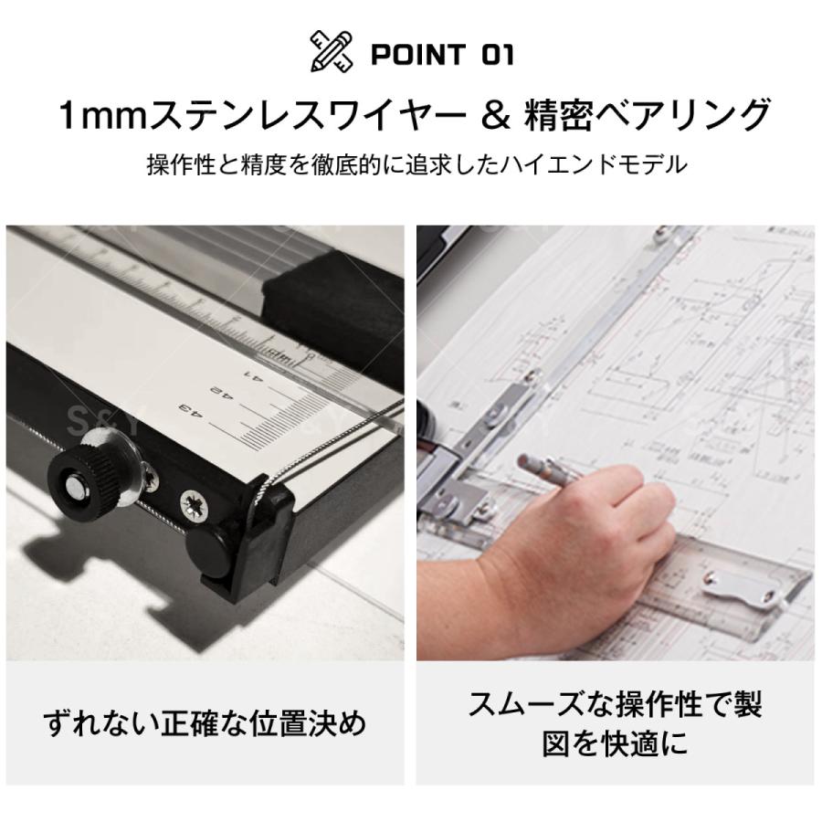 マグネット製図板(A2-改良型) 高精度A2平行定規 600mm 透明アクリル製