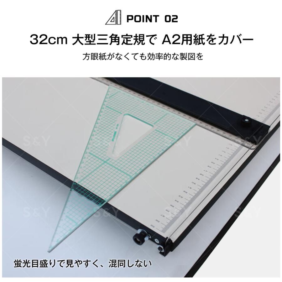 製図板 A2 おまけ付き マグネット製図板(A2-改良型) 高精度A2平行定規 600mm 透明アクリル製