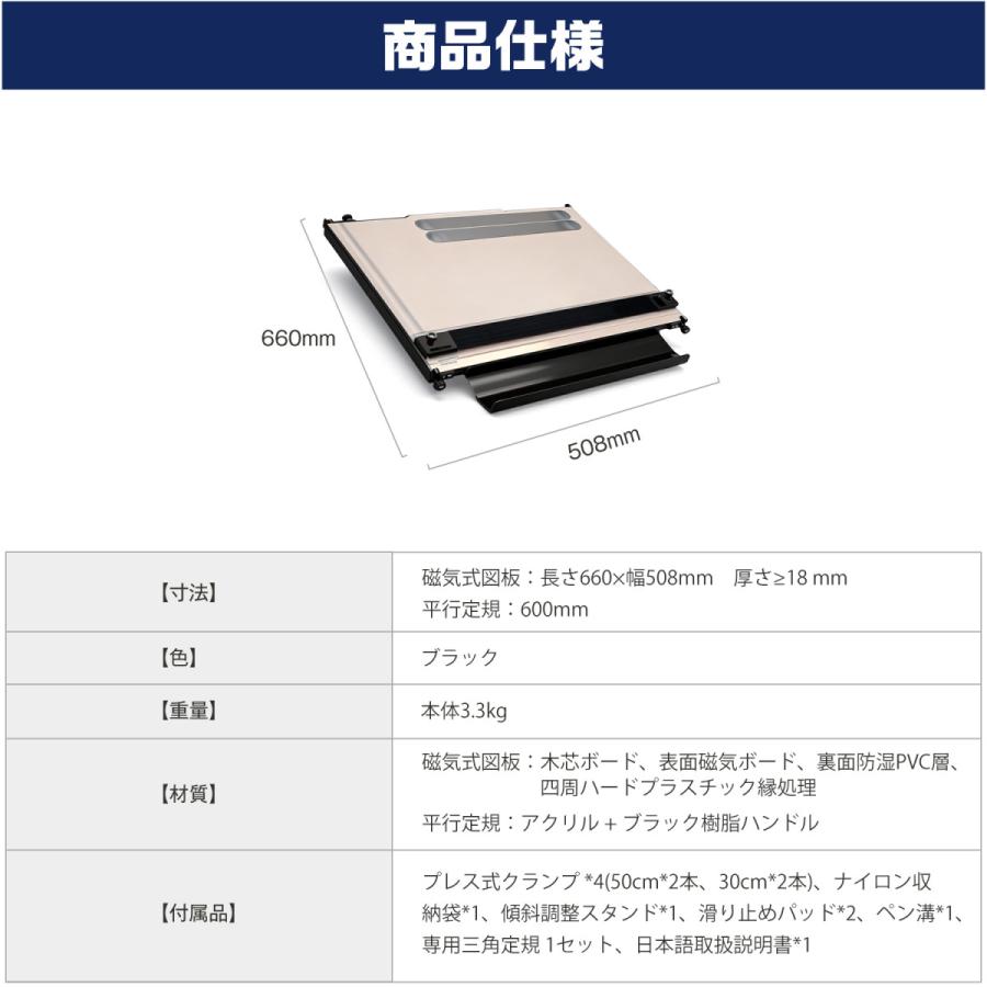 Kurfloマグネット製図板(A2-改良型) 高精度A2平行定規 600mm 32cm大型