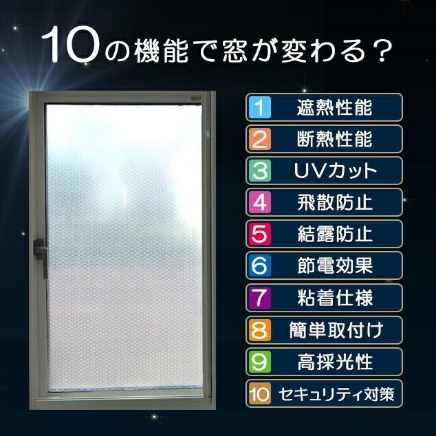 クールマジック シャインバブルクリア 窓用 8本入り  窓用フィルム 半透明 遮熱 断熱 紫外線カット ウインドウ_3