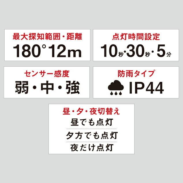 【尖んがり10倍】12W×1灯 無償性腕式 LED 検出器ともし火 遠隔操作付 呼びりん付 防犯 投光照明器