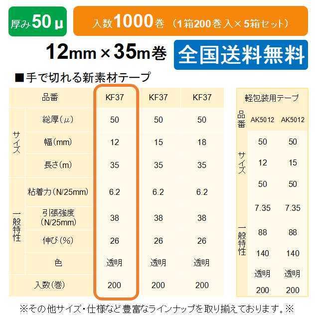 ケイユ―製　ＯＰＰテープ　KF37　12mm×35m　1箱200巻入り　50μ　5箱セット