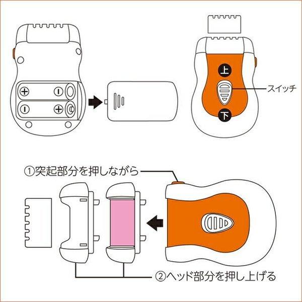 電動爪削り＆かかとローラー ネイルケア 爪切り フットケア かかと削り 乾電池 お得な3個セット｜sy-sukedati｜07