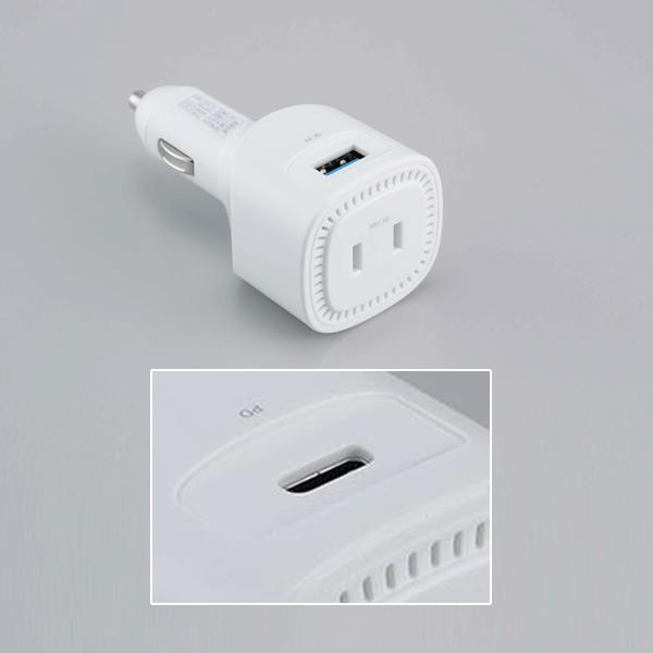 3way カーインバーター 車 インバーター USB Type-C コンセント プラグ