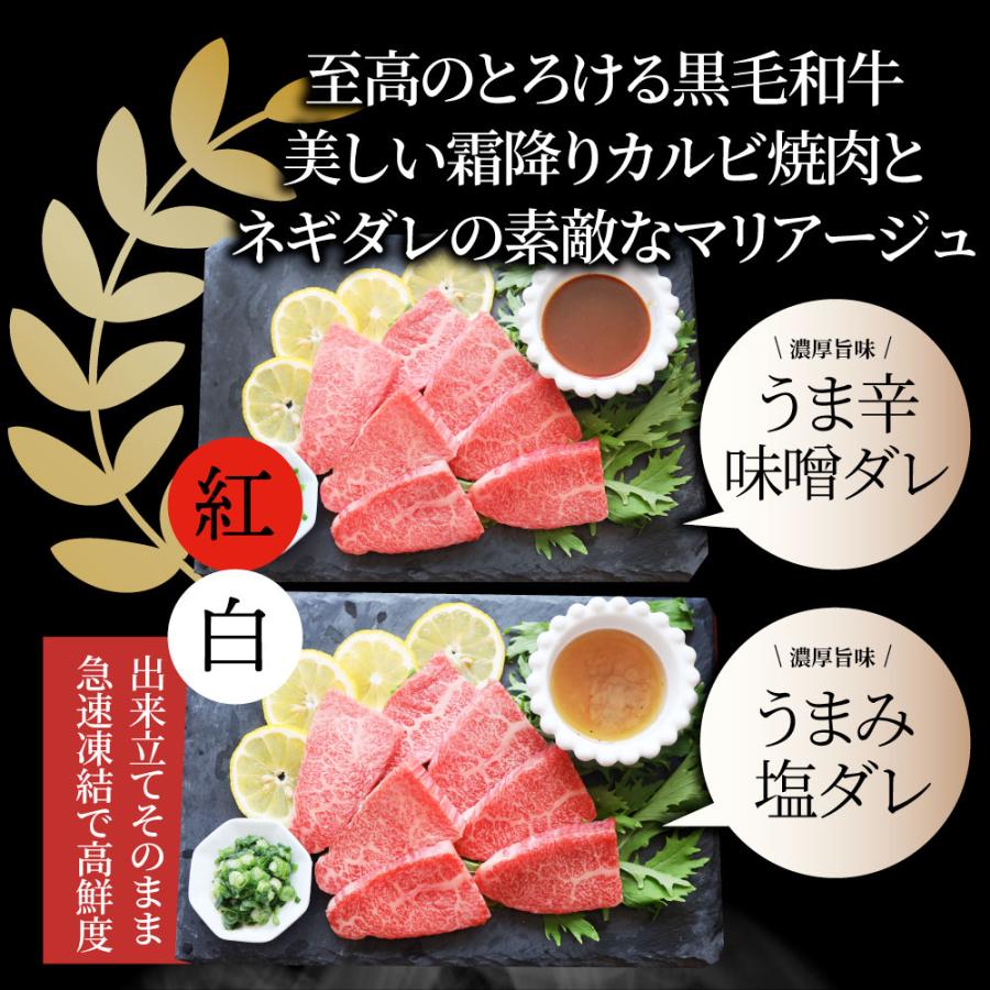 A4,A5等級 特選 黒毛和牛 カルビ焼肉 ねぎまみれ 味噌ダレ&塩ダレ 500g（250g×各1） 食べ比べ 牛肉 肉 母の日 父の日 ギフト 食品 お祝い 霜降り 黒毛｜syabumaru｜13